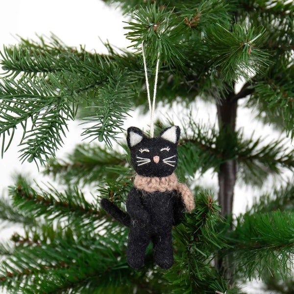 Filzanhänger schwarze Katze