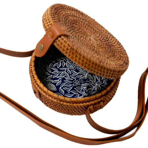 Bali Tasche aus Rattan, Umhängetasche SENJA braun