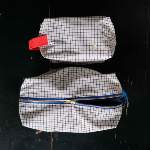 Kulturtasche kariert Bio-Baumwolle