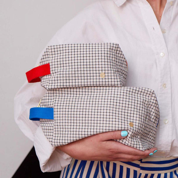 Kulturtasche kariert Bio-Baumwolle