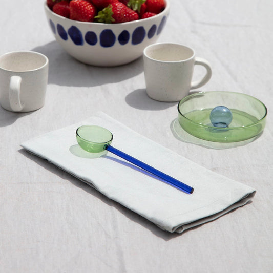Duo Tone Glaslöffel, Löffel aus Glas - blau/grün