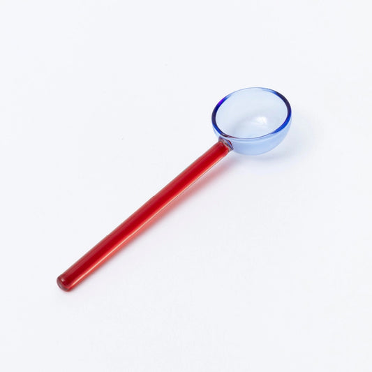 Duo Tone Glaslöffel, Löffel aus Glas - rot/blau