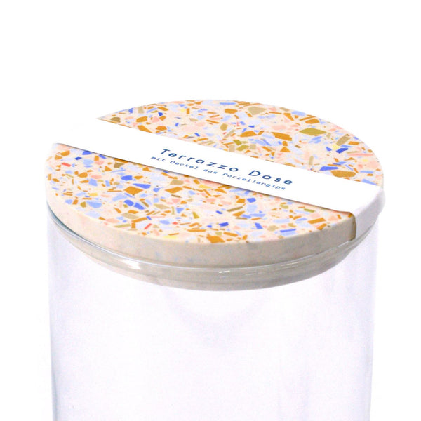 Terrazzo Dose, Vorratsglas in 2 Größen - creme-ocker