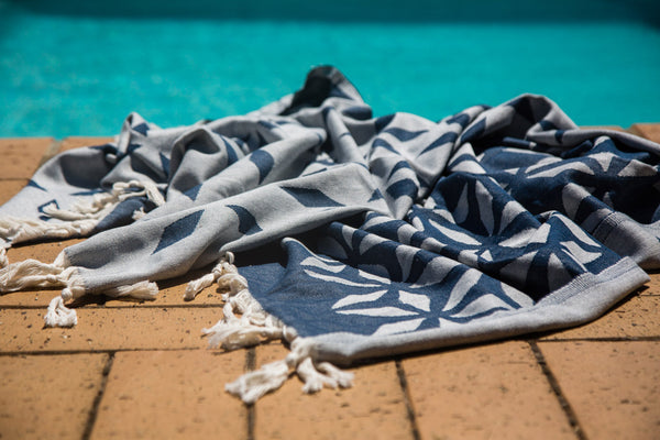 Strandtuch Sternenmuster Bio-Baumwolle dunkelblau