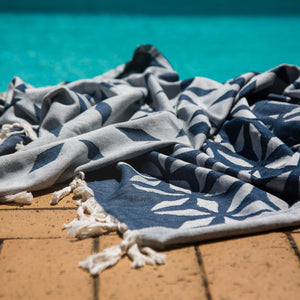 Hamamtuch, Strandtuch Sternenmuster Bio-Baumwolle dunkelblau