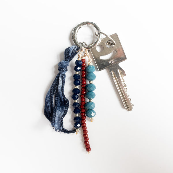 Schlüsselanhänger | Taschenanhänger blau/henna