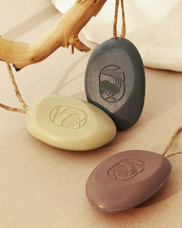 Kieselsteinseife am Seil mit Moschus, Myrrhe und Amber 200g