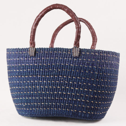 Shopper Korbtasche Bolga blau M