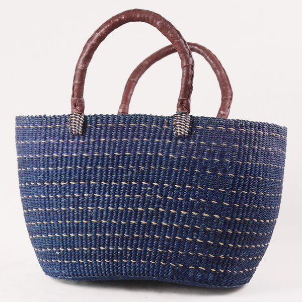 Shopper Korbtasche Bolga blau M