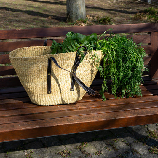 Shopper Korbtasche Bolga natur mit Schulterriemen