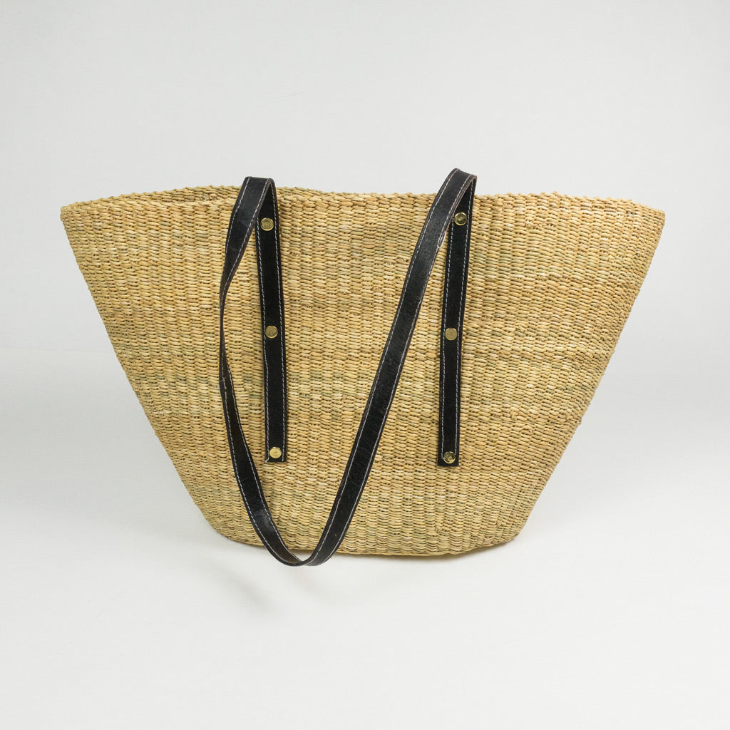 Shopper Korbtasche Bolga natur mit Schulterriemen – Yolunda