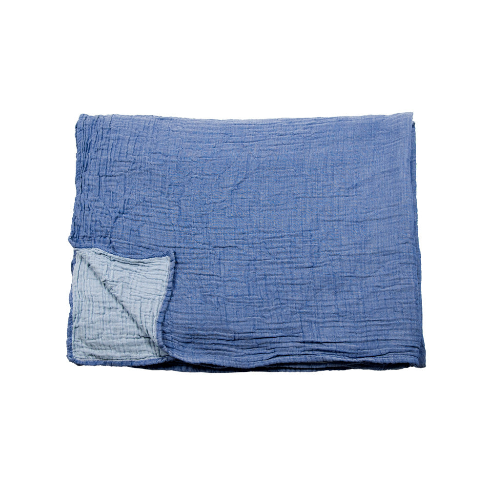 Musselin Babydecke Bio-Baumwolle blau/windblau