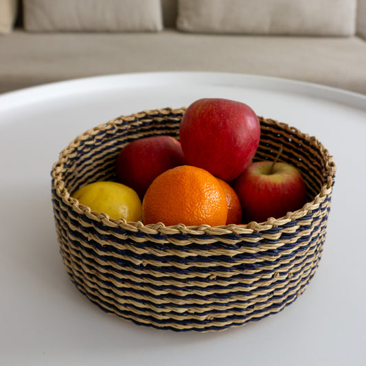 Bolga Obstkorb schwarz/natur gestreift