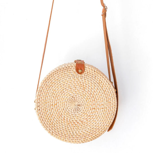Bali Tasche aus Rattan, Umhängetasche SENJA natur