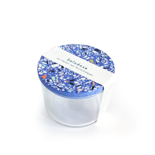 Salzdose, Glasdose Terrazzo blau-azul