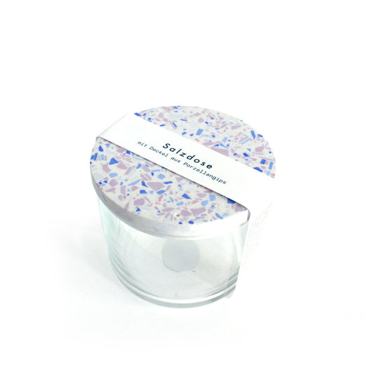 Salzdose, Glasdose Terrazzo creme-lila