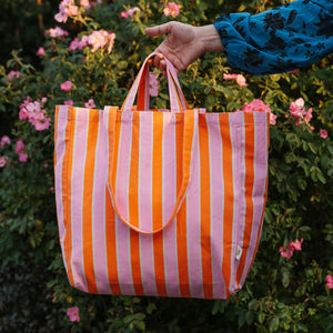 Shopper streifen rosa/orange