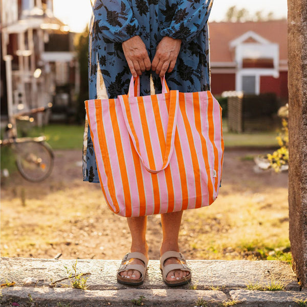Shopper streifen rosa/orange, Jutetasche Streifen