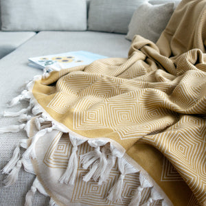 Tagesdecke Bio-Baumwolle Raute