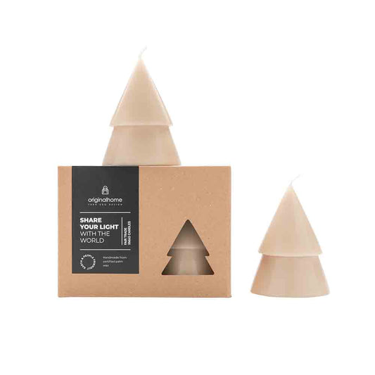 Xmas Tree Kerze M 2er Set beige