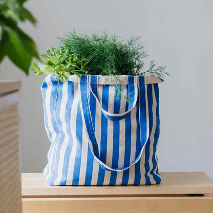 Shopper, Einkaufstasche, Strandtasche blau gestreift