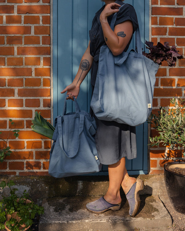 Einkaufstasche, Strandtasche aus Bio-Baumwolle, jeansblau