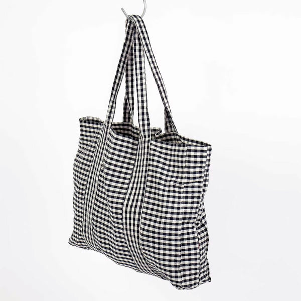 Tasche biobaumwolle schwarz-weiß kariert