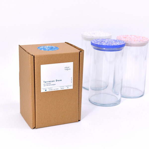 Terazzodose, Vorratsglas, glasdose blau