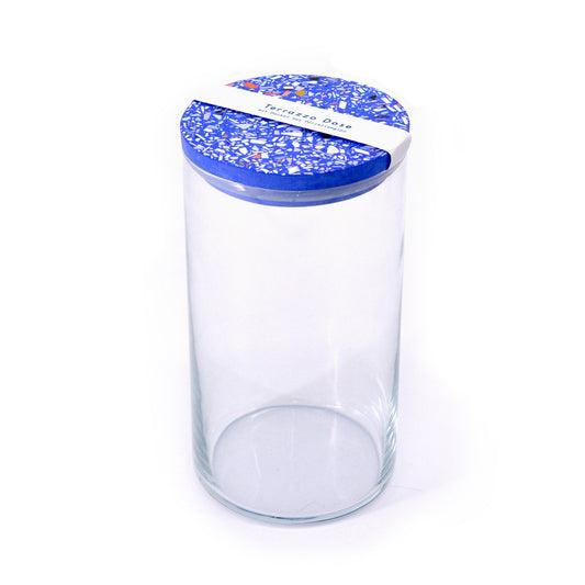 Terrazzo Dose, Vorratsglas, 1480ml - blau-azul