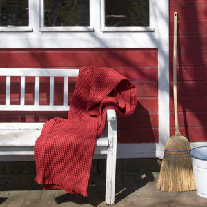 Waffelpiqué-Decke rot