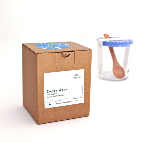 Zuckerdose, Glasdose Terrazzo blau-azul