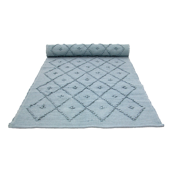 Baumwollteppich Raute jeansblau M