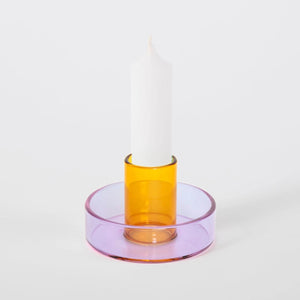 duo tone kerzenhalter flieder-pfirsichfarben, glas kerzenhalter